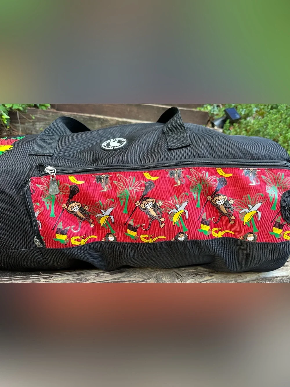 Rare authentic Flow Society Rasta Monkey Banana Lacrosse Duffel Gear Bag AA23